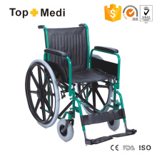 Topmedi Medical Manual Steel Wheelchair with Detachable Armrest